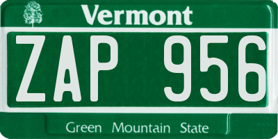 VT license plate ZAP956