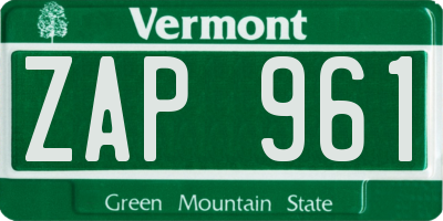 VT license plate ZAP961