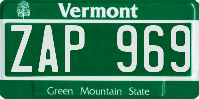 VT license plate ZAP969