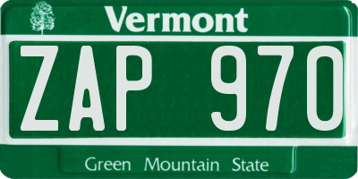 VT license plate ZAP970