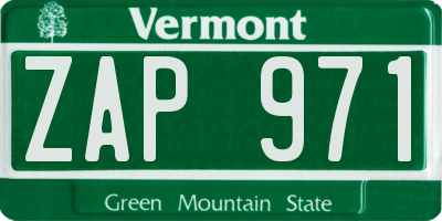VT license plate ZAP971