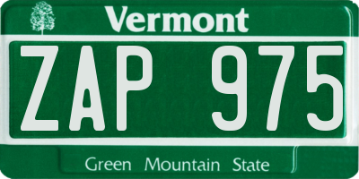 VT license plate ZAP975
