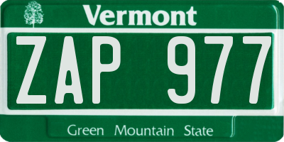 VT license plate ZAP977
