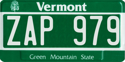 VT license plate ZAP979