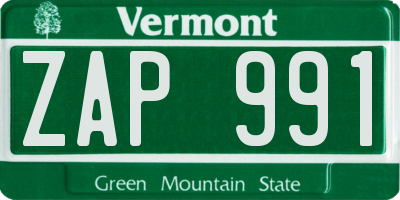 VT license plate ZAP991