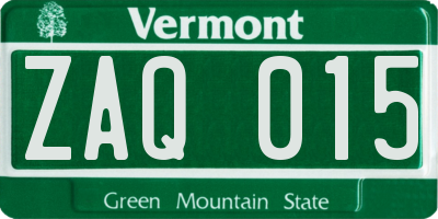 VT license plate ZAQ015