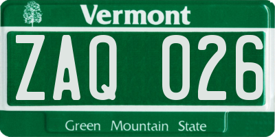 VT license plate ZAQ026