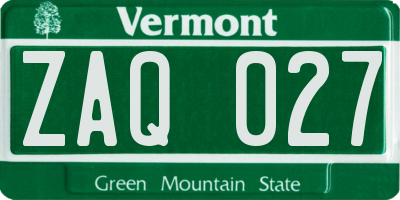 VT license plate ZAQ027