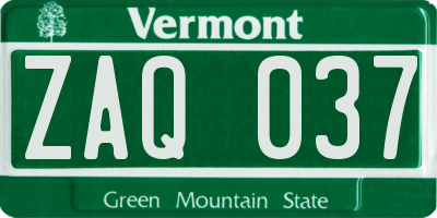 VT license plate ZAQ037
