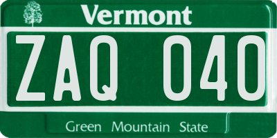 VT license plate ZAQ040
