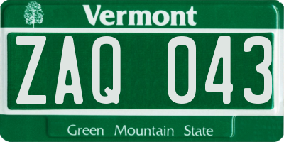 VT license plate ZAQ043