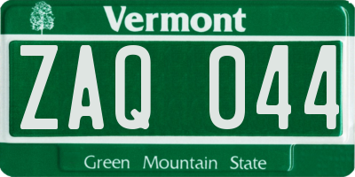 VT license plate ZAQ044