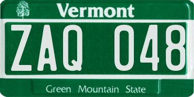VT license plate ZAQ048