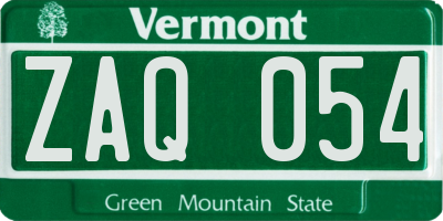 VT license plate ZAQ054