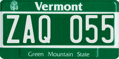 VT license plate ZAQ055