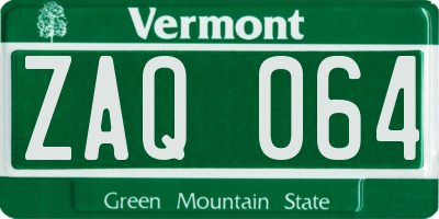 VT license plate ZAQ064