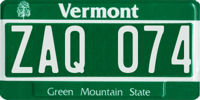 VT license plate ZAQ074
