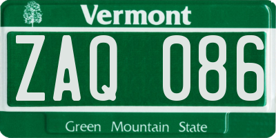 VT license plate ZAQ086