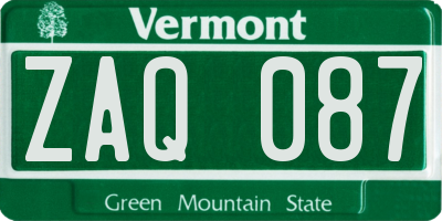 VT license plate ZAQ087