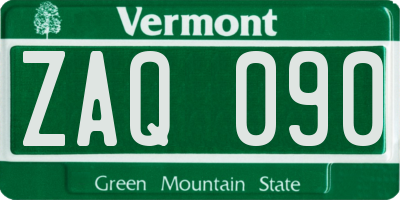 VT license plate ZAQ090