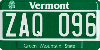 VT license plate ZAQ096