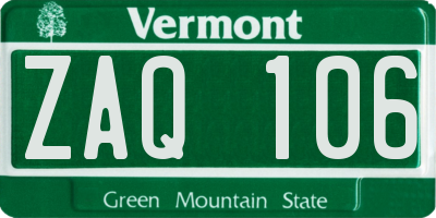 VT license plate ZAQ106