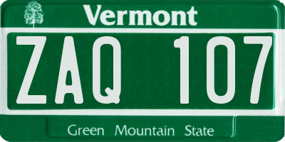 VT license plate ZAQ107