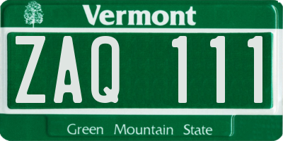 VT license plate ZAQ111