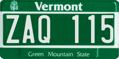 VT license plate ZAQ115