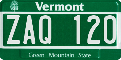 VT license plate ZAQ120