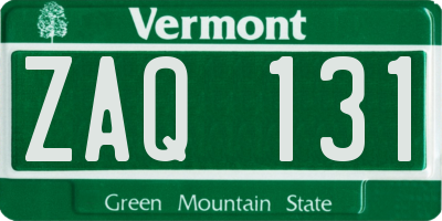 VT license plate ZAQ131