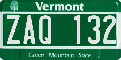 VT license plate ZAQ132
