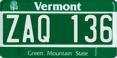 VT license plate ZAQ136