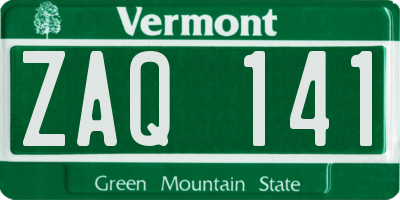 VT license plate ZAQ141