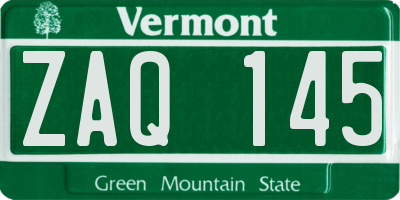 VT license plate ZAQ145