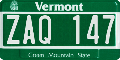 VT license plate ZAQ147