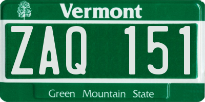 VT license plate ZAQ151