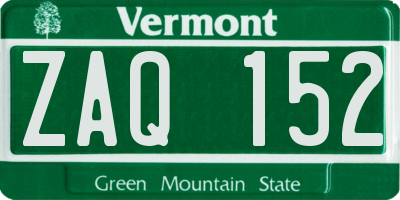 VT license plate ZAQ152