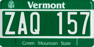 VT license plate ZAQ157