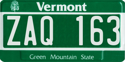 VT license plate ZAQ163