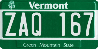 VT license plate ZAQ167