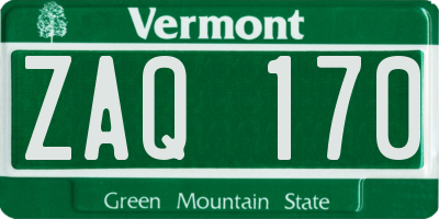 VT license plate ZAQ170