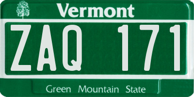 VT license plate ZAQ171
