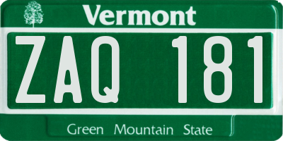 VT license plate ZAQ181