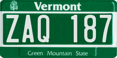 VT license plate ZAQ187