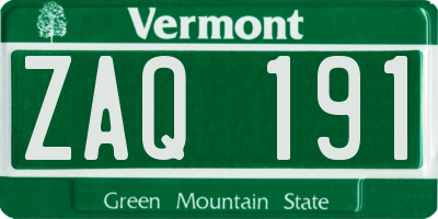 VT license plate ZAQ191