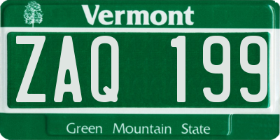 VT license plate ZAQ199