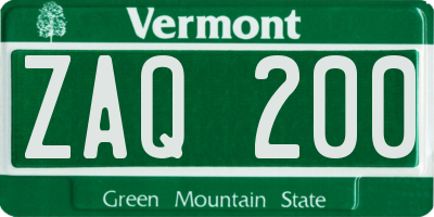 VT license plate ZAQ200
