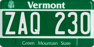 VT license plate ZAQ230