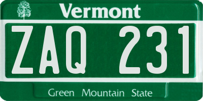 VT license plate ZAQ231